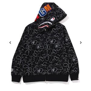 BAPE ABC Camo Shark WGM Hoodie Sweatshirt Black | A Bathing Ape